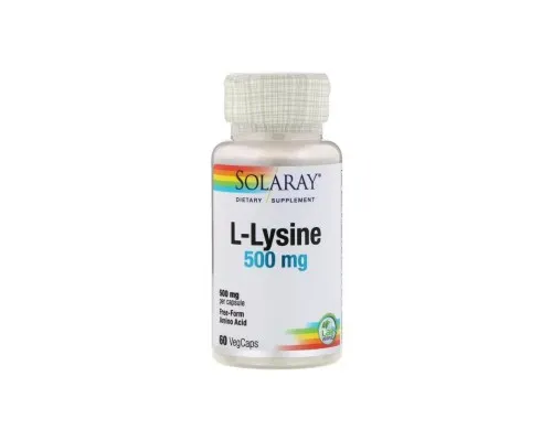 Аминокислота Solaray L-Лизин, L-Lysine, 500 мг, 60 Капсул (SOR-04940)