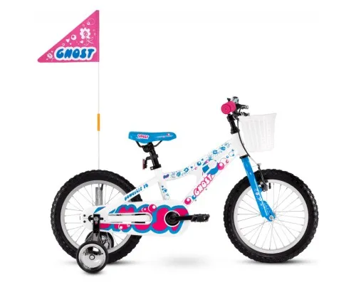 Детский велосипед Ghost Powerkid 16 2021 бело-сине-розовый (18PK1008)