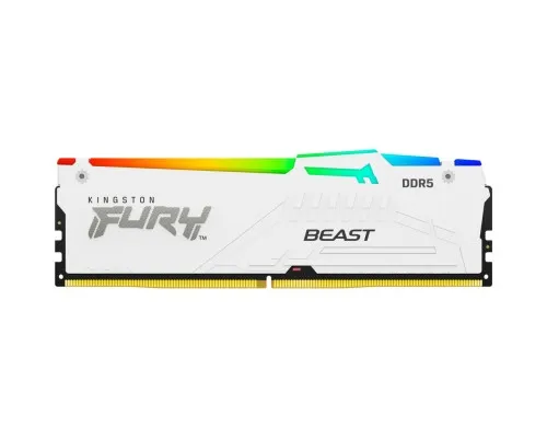 Модуль пам'яті для комп'ютера DDR5 32GB 5200 MHz FURY Beast White RGB Kingston Fury (ex.HyperX) (KF552C40BWA-32)