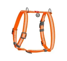Шлея для собак WAUDOG Waterproof анатомічна Н-подібна, світловідбивна S помаранчева (32804)