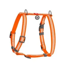 Шлея для собак WAUDOG Waterproof анатомічна Н-подібна, світловідбивна S помаранчева (32804)