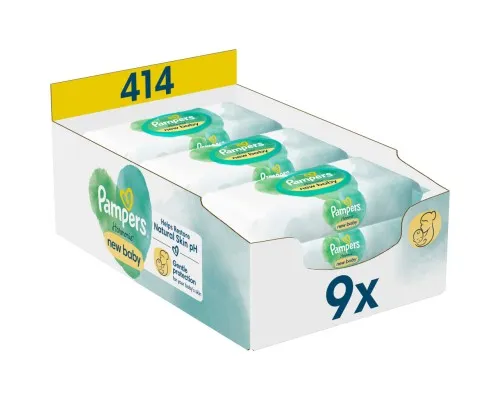 Детские влажные салфетки Pampers Harmonie New baby 9 пачек х 46 шт (8700216026253)