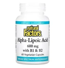 Витаминно-минеральный комплекс Natural Factors Альфа-липоевая кислота с витаминами B1 и B2, 600 мг, Alpha-Lipoic (NFS-02102)