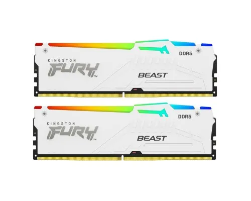 Модуль пам'яті для комп'ютера DDR5 32GB (2x16GB) 6800 MHz Beast White RGB XMP Kingston Fury (ex.HyperX) (KF568C34BWAK2-32)