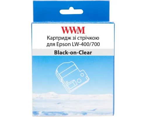 Стрічка для принтера етикеток WWM для Epson LW-400/700 18mm х 8m Black-on-Clear (WWM-ST18K)