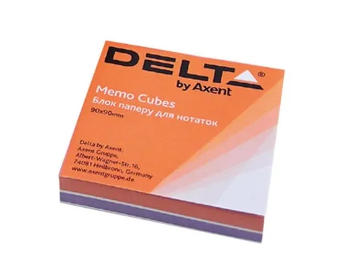 Папір для нотаток Delta by Axent COLOR 80Х80Х20мм, glued (D8022)