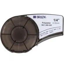Стрічка для принтера етикеток Brady поліестер, 6.35mm/6.4m. чорний на білому (M21-250-423)