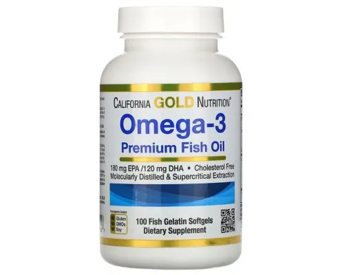 Жирные кислоты California Gold Nutrition Омега-3, рыбий жир премиального качества, Omega-3, Premium F (MLI-00952)