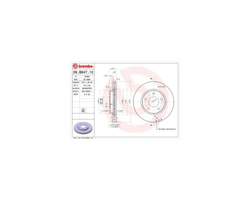 Тормозной диск Brembo 09.B647.10