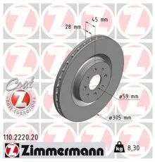 Гальмівний диск ZIMMERMANN 110.2220.20