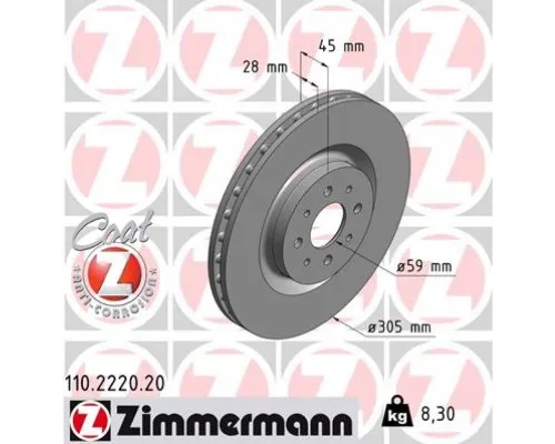 Тормозной диск ZIMMERMANN 110.2220.20