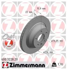 Тормозной диск ZIMMERMANN 600.3228.20