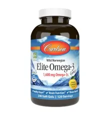 Жирні кислоти Carlson Омега-3, Смак Лимона, Elite Omega-3 Gems, 240 желатинових ка (CAR-01713)