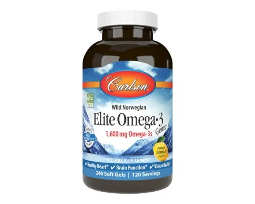 Жирные кислоты Carlson Омега-3, Вкус Лимона, Elite Omega-3 Gems, 240 желатиновых к (CAR-01713)