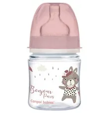 Пляшечка для годування Canpol babies Bonjour Paris з широким отвором 120 мл Рожева (35/231_pin)