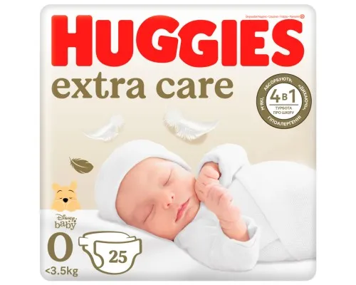Подгузники Huggies Extra Care 0 (< 3,5 кг) 25шт (5029053548647)