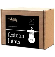 Гірлянда Twinkly Smart LED Twinkly Festoon RGB 20, G45, Gen II, IP44, 10м, чорний (TWF020STP-BEU)