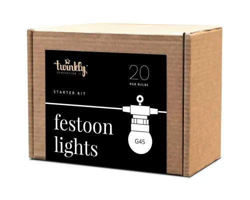 Гирлянда Twinkly Smart LED Twinkly Festoon RGB 20, G45, Gen II, IP44, 10м, черный (TWF020STP-BEU)