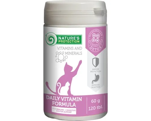 Пробиотическая добавка для животных Nature's Protection Daily Vitamins для укрепления иммунитета и улучшения пищеварения 60 г (CAN63299)