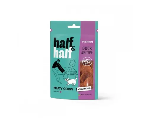 Ласощі для собак Half&Half у формі мясних монеток з качкою 100 г (4823082431823)