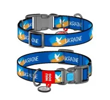 Нашийник для тварин WAUDOG Nylon з QR паспортом "Прапор" пластиковий фастекс XL (4504-0229)