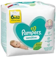 Дитячі вологі серветки Pampers Sensitive 6 пачок х 52 шт (8001841041452)