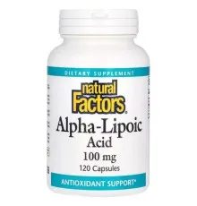 Вітамінно-мінеральний комплекс Natural Factors Альфа-ліпоєва кислота, 100 мг, Alpha-Lipoic Acid, 120 капсул (NFS-02096)