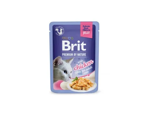 Вологий корм для кішок Brit Premium Delicate Fillets in Jelly Chicken філе в желе (8595602570669)