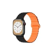 Ремінець до смарт-годинника Drobak Silicone Magnetic Link для Apple Watch All Series Ultra 2 49/45/44/42mm Black Orange (898930)