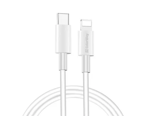 Дата кабель USB Type-C to Lightning 1.0m 3A white ColorWay (CW-CBPDCL032-WH)