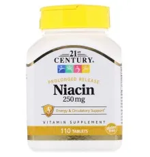 Витамин 21st Century Ниацин, 250 мг,  110 таблеток (CEN-22849)