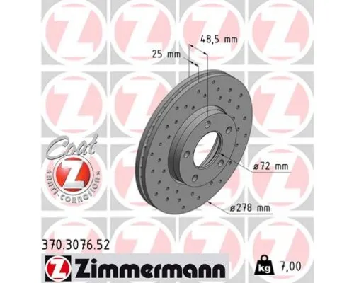 Гальмівний диск ZIMMERMANN 370.3076.52