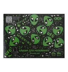 Альбом для рисования ZiBi Kids Line UFO А4 24 л., 120 г/м2, на скобе, черный (ZB.1432-01)