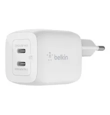 Зарядний пристрій Belkin 45W 2хUSB-С GAN PD PPS white (WCH011VFWH)