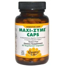 Пробіотики Country Life Мульти-ферментна добавка, Maxi-Zyme Caps, 60 вегетаріанських (CLF5426)