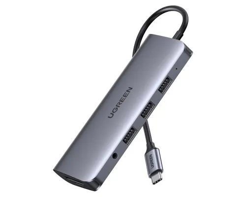 Концентратор Ugreen USB3.0 Type-C to USB 3.0x3/HDMI/VGA/TRS/RJ45/SDTF/PD CM179 space gray (80133)