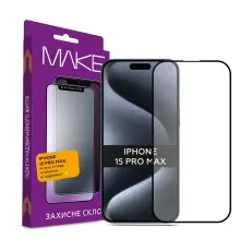 Стекло защитное MAKE Apple iPhone 15 Pro Max (MGF-AI15PM)