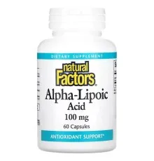 Вітамінно-мінеральний комплекс Natural Factors Альфа-ліпоєва кислота, 100 мг, Alpha-Lipoic Acid, 60 капсул (NFS-02095)