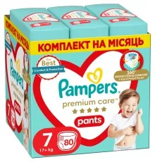 Подгузники Pampers Premium Care Pants Трусики Размер 7 (17+кг) 80 шт. (8700216338981)