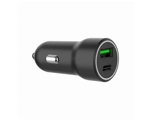 Зарядное устройство Gembird 1xUSB-A (18W QC3.0) + 1xUSB-C (20W PD) black (TA-UC-A2PDQC20-CAR-01)