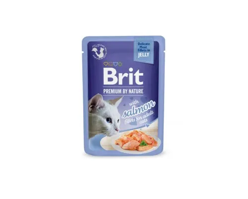 Вологий корм для кішок Brit Premium Delicate Fillets in Jelly Salmon філе в желе (8595602570683)