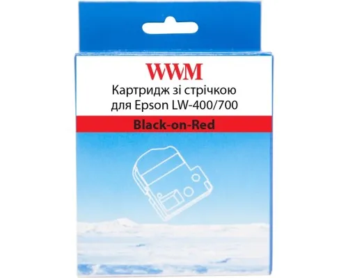 Стрічка для принтера етикеток WWM для Epson LW-400/700 18mm х 8m Black-on-Red (WWM-SC18R)