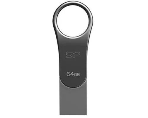 USB флеш накопичувач Silicon Power 64GB Mobile C80 Silver USB 3.2 (SP064GBUC3C80V1S)