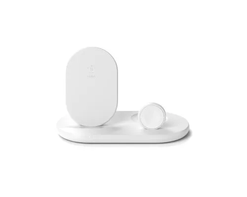Зарядное устройство Belkin 3-in-1 Wireless Pad/Stand/Apple Watch, white (WIZ001VFWH)