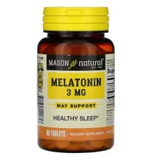 Аминокислота Mason Natural Мелатонин 3 мг, Melatonin, 60 таблеток (MAV-11135)