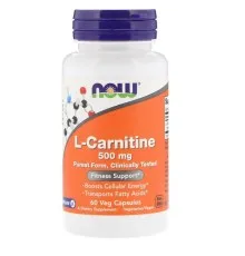 Аминокислота Now Foods L- Карнитин, 500 мг, L-Carnitine, 60 вегетарианских капсул (NOW-00072)