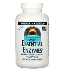 Пробіотики Source Naturals Ефірні Ензими, 500 мг, Daily Essential Enzymes, 120 вегетаріанських до (SN1302)