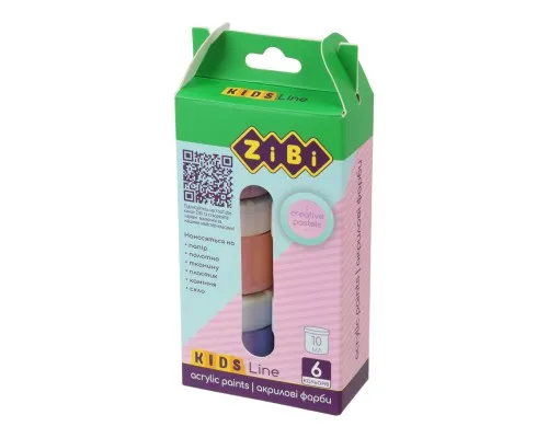 Акрилові фарби ZiBi PASTEL, KIDS Line -2 6 кольорів х 10 мл (ZB.6665)