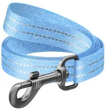 Повідок для собак WAUDOG Re-cotton світловідбивний L-XL Ш 25 мм Д 300 см блакитний (03212)