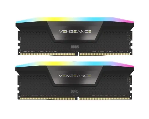 Модуль памяті для компютера DDR5 96GB (2x48GB) 6400 MHz Vengeance RGB Black Corsair (CMH96GX5M2B6400C32)